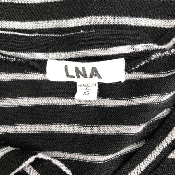 LNA Clothing Women’s Black & White Striped Cut-Out Shoulder Tee Shirt Size XS - Picture 6 of 8